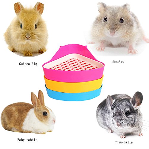 DesignerBox - Bandeja higiénica esquinera para mascotas, diseño de triángulo pequeño. Para hámsters, chinchillas, cobayas, conejos y hurones (color aleatorio).