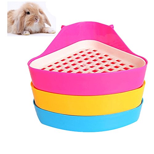 DesignerBox - Bandeja higiénica esquinera para mascotas, diseño de triángulo pequeño. Para hámsters, chinchillas, cobayas, conejos y hurones (color aleatorio).