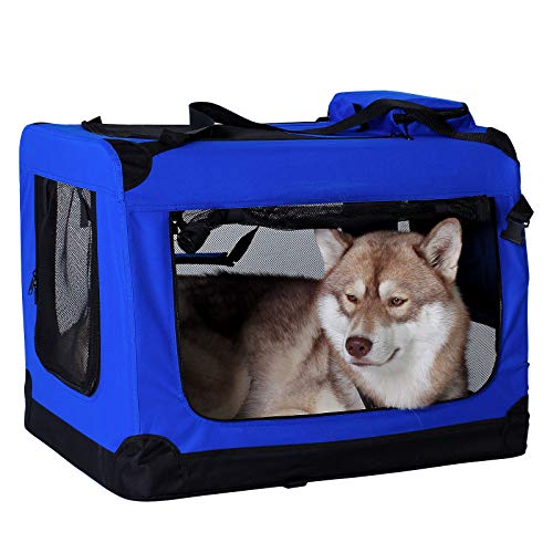 dibea Transportín para Perros Bolsa transportín para Perros Transportín Plegable Autobox Bolsa para Animales pequeños (70x52x50 cm (L), Azul)