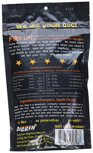 Diggin' Your Dog Firm Up Pumpkin Super Supplement for Digestive Tract Health for Dogs, 4-Ounce by Diggin' Your Dog