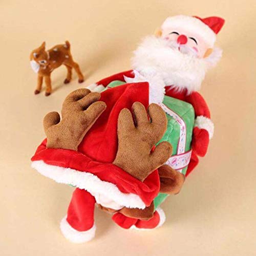 DXQDXQ Traje de Santa Claus Trajes Ropa con Capucha Perro Gato Traje de Navidad Perro Santa Abrigo Gato Traje de Santa Navidad Abrigo de Perro Traje de Reno for Mascota (Color : Red, Size : L)