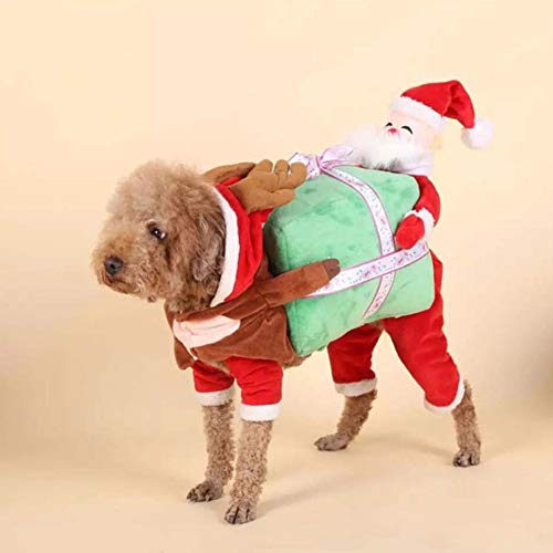 DXQDXQ Traje de Santa Claus Trajes Ropa con Capucha Perro Gato Traje de Navidad Perro Santa Abrigo Gato Traje de Santa Navidad Abrigo de Perro Traje de Reno for Mascota (Color : Red, Size : L)