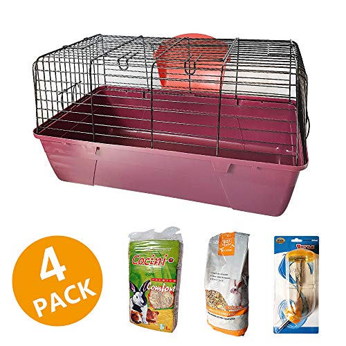 DZL- Jaula para Conejos/cobayas Cierre de Seguridad Jaula casa para Animales pequeños Jaula Conejos con Comida/Heno/Bebedero/alimentador (Aleatorio)