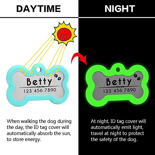 Etiquetas de identificación para perro Didog personalizadas con grabado brillante intermitente, silenciador oscuro para proteger la etiqueta y grabado, acero inoxidable