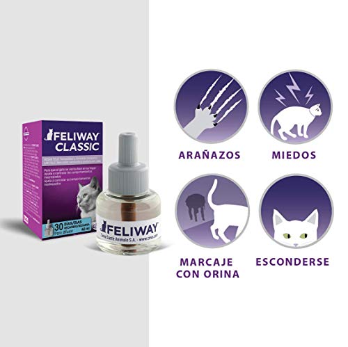 FELIWAY Classic - Antiestrés para Gatos - Marcaje con orina, Miedos, Cambios en el Entorno, Arañazos Verticales - Recambio 48ml