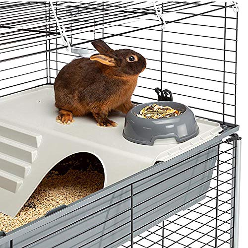 Ferplast Jaula de Dos Pisos para Conejos Rabbit 100 Double, Casa para pequeños Animales, Conejera con Accesorios incluidos, de Alambre Pintado Negro y plástico, 99 x 51,5 x h 92 cm