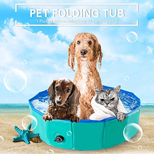 FForever Speed Piscina perros Gatos para perros grandes Portátil Bañera Baño de Mascota Plegable Piscina de Baño Doggy Pool 160 x 30 cm Verde