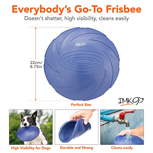 Frisbee para Perros | Juguete para Perros de Diseño Aerodinámico | Material Suave, Natural y Manejable para Morder y Entrenar | Color Azúl Fácilmente Visible | para Perro Pequeño/Mediano/Grande