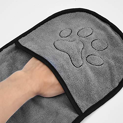 FurPaw Toallas Baño Perros Toalla Cachorro Absorbente Microfibra Suave para Gatos Mascotas Toalla Microfibra Ultra Absorbente para Agua de Secado - Gris, 25 * 8,85in