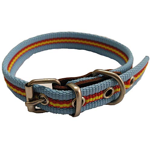 Global Collar de Perro Bandera de España Color Celeste | Collar de Perro de algodón | Collar 30 cms