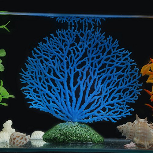 GLOGLOW Plantas de Coral Artificiales de plástico Decoraciones con Base de Resina Coral Suave bajo el Agua Adornos para pecera Acuario Paisaje