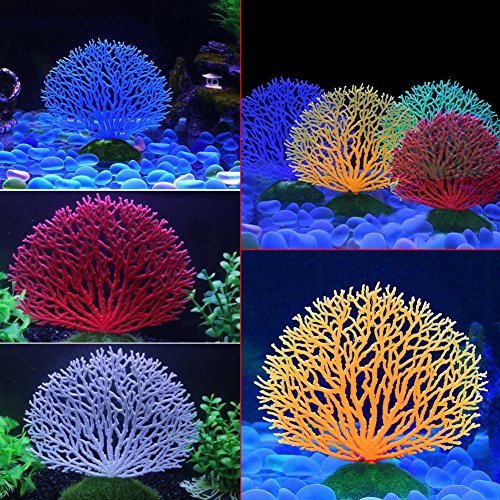 GLOGLOW Plantas de Coral Artificiales de plástico Decoraciones con Base de Resina Coral Suave bajo el Agua Adornos para pecera Acuario Paisaje