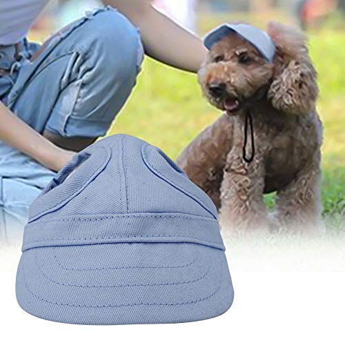 Gorra de béisbol para mascotas de Fdit con rayas ajustables para el verano, para viajes o deportes, lona, azul, pequeño