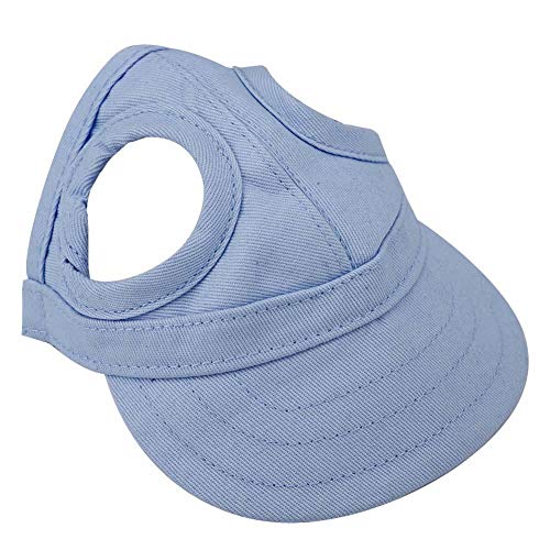 Gorra de béisbol para mascotas de Fdit con rayas ajustables para el verano, para viajes o deportes, lona, azul, pequeño