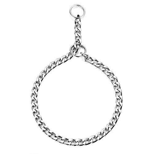 HAPPY HACHI Collar Consistent para Perros Collares de Acero Cadena Serpiente Metal para Adiestramiento(S 3.0mm*50cm)