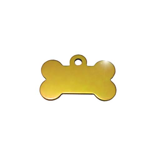 Hueso para Mascotas pequeñas-Medianas Placa Chapa Medalla de identificación Personalizada para Collar Perro Gato Mascota grabada (Dorado)