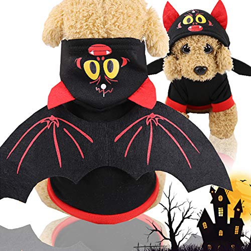 Idepet Disfraces de mascotas de murciélagos de Halloween con alas, ropa de sudadera con capucha de cachorro de perro Ropa para perros pequeños o gatos