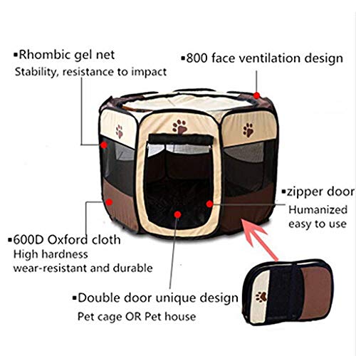 Jaula estilo parque para mascotas de Meiying, ideal para perros y gatos, portátil, plegable, caseta de ejercicio, para uso en interiores y exteriores
