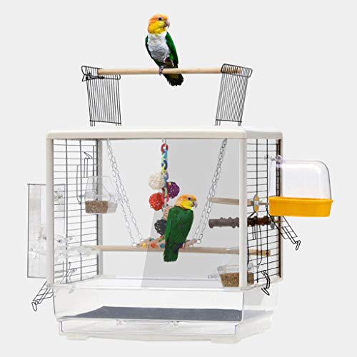Jaula para pájaros Loro jaula de pájaro de lujo grandes de cría de la jaula jaula de pájaros de la jaula de pájaros ornamentales transparente portátiles de pequeño tamaño Pájaros Viajes Birdcage jaula