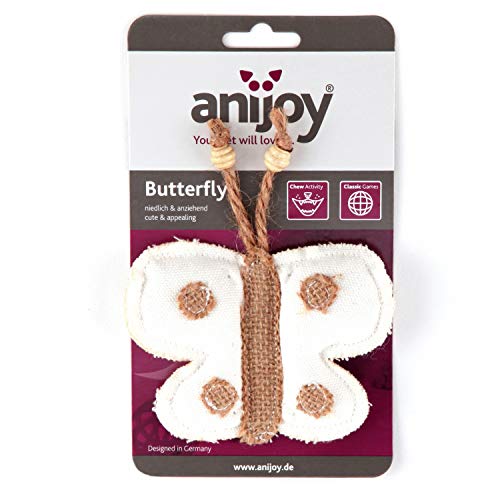 Juguete para gatos Butterfly de anijoy, robusto ratón de juguete para cazar y masticar de algodón y poliéster para el tigre salvaje