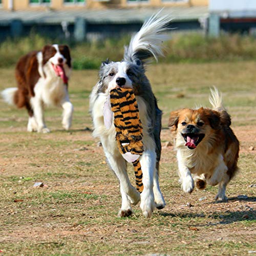 Juguetes para perros sin relleno, sin relleno, juego de juguetes para masticar con tigre león y leopardo chirriantes juguetes para perros pequeños, medianos y grandes, 3 paquetes