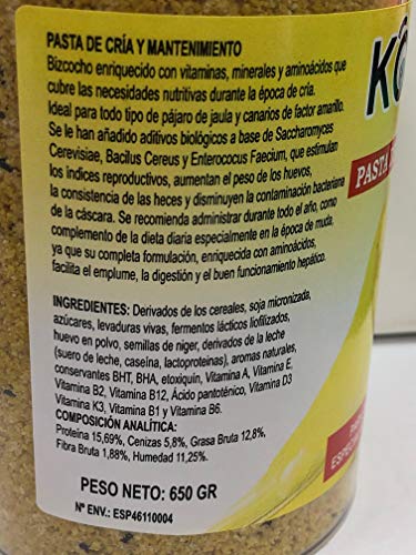 KOLOMBO Pasta de cría y Mantenimiento Factor Amarillo (Formato 650 Gr) …
