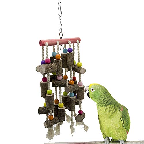 KTUCN Big Parrot Bite Hanging String con Escalera de Escalada de Cuerda de algodón, para Mascotas Bird Parrot Climb Toy, Claro, M