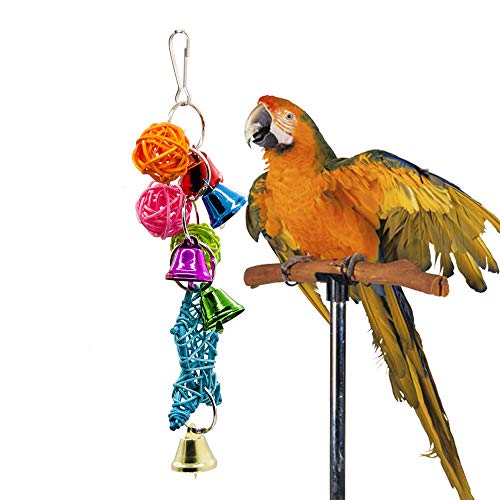 KTUCN Juguete masticable de Loro de pájaros de Madera, perico Bola de Madera Decoración de Jaula de Cuerda Accesorios de Juego de ratán Aves Artículos para Mascotas, Claro, 21cm x 5 cm