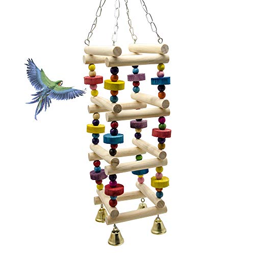 KTUCN Parrot Climb Swing Combinado, Escalera de pájaros Soporte Bar Mascotas Nido de pájaro Ornamento Colgante Decorativo, 10cm x10cm x 45cm, M