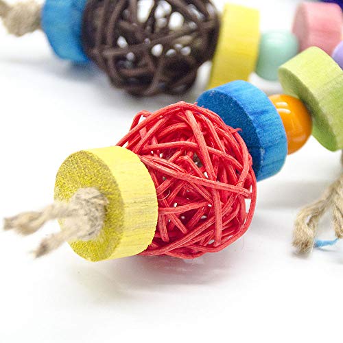 KTUCN Pet Bird Bite Ball Sepak Takraw Hanging String, para Parrot Play Tool Periquito de Pecho Rojo Colgando Chew Toys, Claro, 8cm x30cm