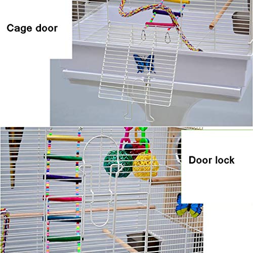 Liangzishop Bird Cage Jaula del Loro Grande Periquito Periquito Jaula del Loro del Cockatiel Pequeño Viaje Jaula de Metal Jaula de pájaros de Jaula de cría con la Rueda (Color : B)