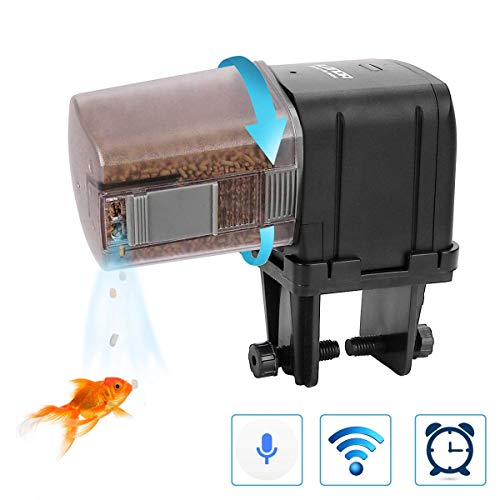 Lychee - Comedero automático para acuario, con temporizador controlado por WiFi, con pantalla LCD para peces, estanques y vacaciones.