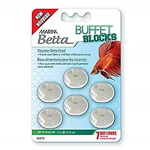 Marina, Buffet Blocks, Comida de Vacaciones para peces betta, 6 bloques