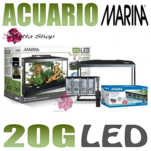 Marina - Kit de Acuario con Iluminación LED 20G, 75 L, 61.4 x 32.2 x 41.9 cm