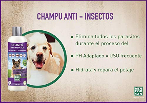 MENFORSAN Champú Perros Anti-Insectos con Margosa, Geraniol Y Lavandino -  300 ml