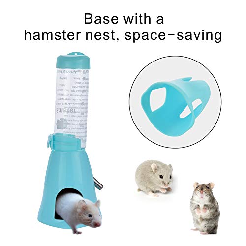 MOACC Hamster Botella de Agua Alimentador Automático Dispensador de Agua para Ratas, Cobayas, Hurones, Conejos, Pequeños Animales, 125ml, Azul
