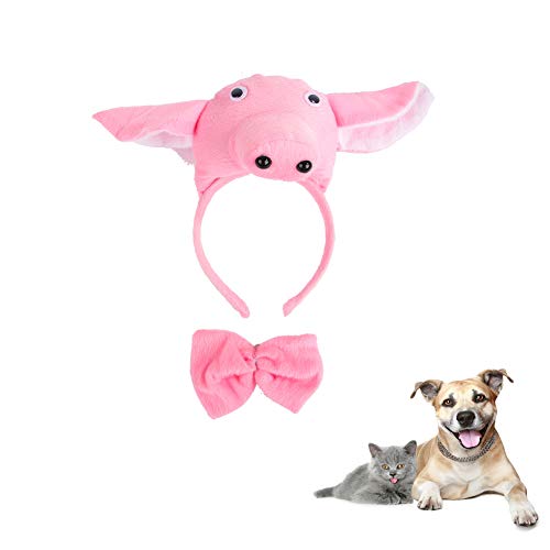 Morbuy Interesante Diadema Disfraz Perro, Cosplay Traje para Perro Gato Cachorro Mascotas Halloween Navidad (Cerdo)