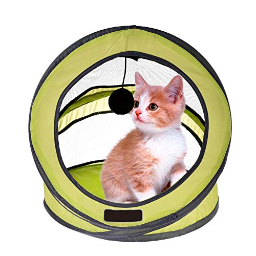 MRQXDP Casa de Gatos multifunción Túnel de Gato Plegable Kit de Nido de Mascotas Hogar de Tipo Espiral Tienda de Gato Túnel de Juguete de casa con Campanas Amarillo 35 cm