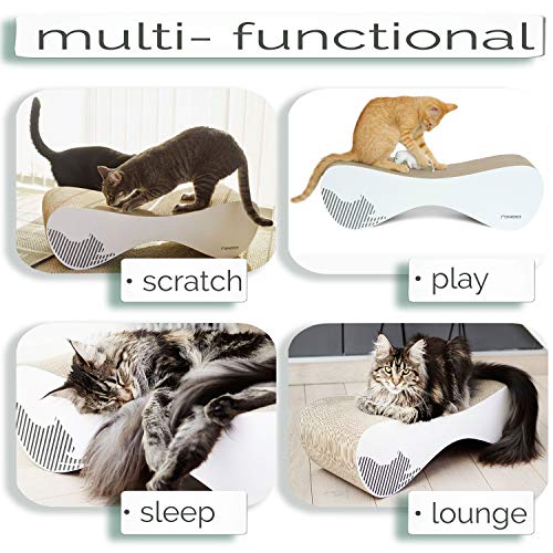 myKotty: Rascador gato carton reversible para dormir y divertirse - Tapete corrugado portátil hecho a mano - Cama de cartón horizontal de doble cara y no tóxica Muebles para mascotas VIGO