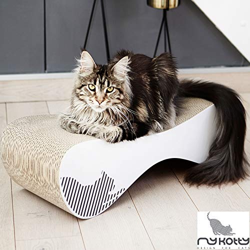 myKotty: Rascador gato carton reversible para dormir y divertirse - Tapete corrugado portátil hecho a mano - Cama de cartón horizontal de doble cara y no tóxica Muebles para mascotas VIGO