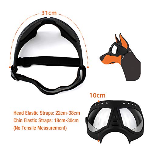 Namsan Gafas de Perro Gafas De Sol Para Perros De Mascotas Protección UV Gafas Impermeables Ajustables a Prueba de Viento para Perros Medianos / Grandes-Negro