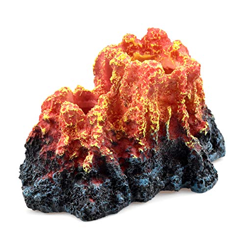 Netspower Volcan Acuario, Acuario de Peces Tanque Decoración Accesorios, Adorno para Acuario de Cueva de Forma de Volcán, Piedra de Burbuja para Peceras, Ornamento Decoración de Pecera Acuario