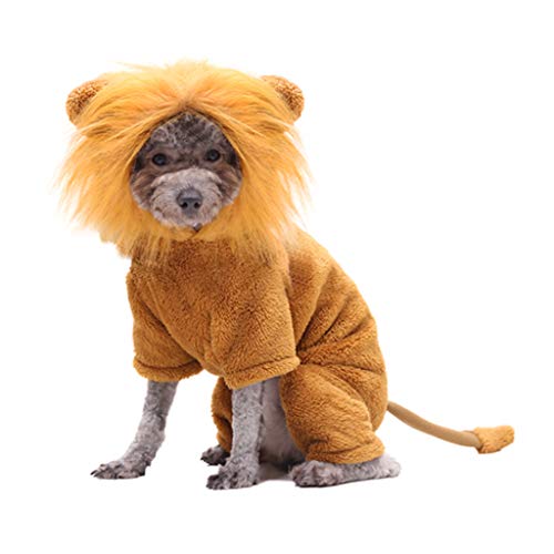 NINGYE - Disfraz de león de dibujos animados para mascotas, disfraz de gatos, Halloween, Navidad, cosplay con capucha