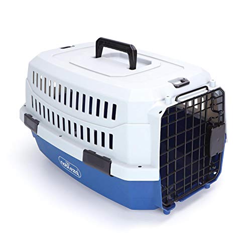Nobleza - Transportín para Gatos Perros, Transportín de plástico L 68x48x42CM, transportador de Mascotas para Perros/Gatos/Avión Azul & Gris