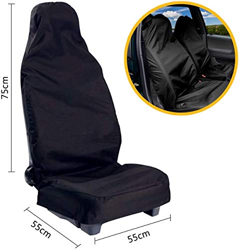 Nubstoer - 2 fundas universales para asientos delanteros de coche, impermeables, protectores de nailon para la mayoría de vehículos, asientos deportivos, fácil de limpiar