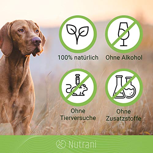 Nutrani Zeckenspray para perros, 200 ml - fiable contra garrapatas e insectos contra garrapatas, mosquitos, pulgas, ácaros y otros parásitos - Insektenspray protege hasta 3 días