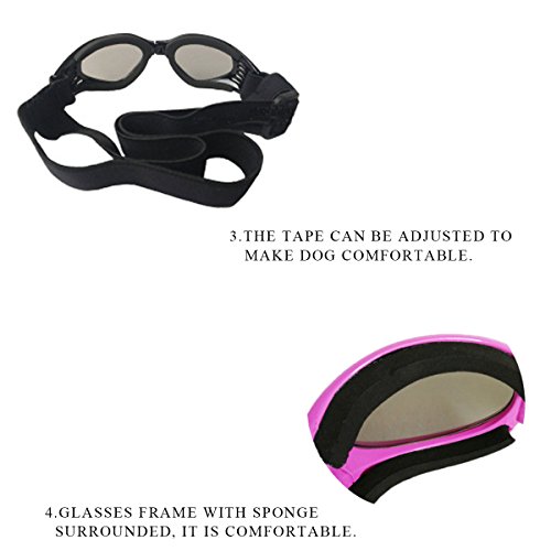 PETCUTE Gafas de Sol para Perros Gafas Protectoras para Mascotas doggles para Perros Pequeño y Mediano Gafas de Sol Plegable para Perros