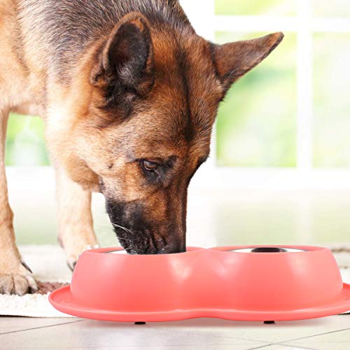 POPETPOP Comedero Doble Anti-Hormiga de Acero Inoxidable para Recipiente Alimentos y Agua de Mascotas Perros y Gatos (Color Aleatorio)