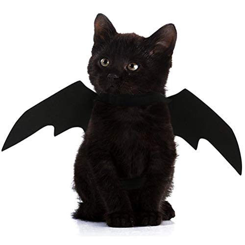 POPETPOP Ropa de Murciélago del Mascotas, Disfraz de Murciélago de Navidad para Gatos, Cosplay de Murciélagos de Moda para Gatos y Perros (Negro)