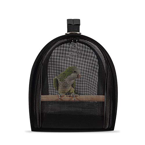Portador de pájaros liviano, jaula de viaje para pájaros PVC transparente loro transpirable bolso con un palo de madera